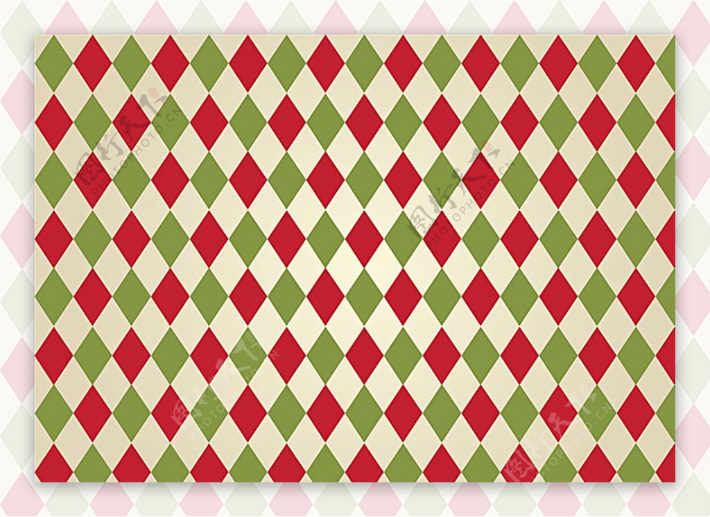 红与绿菱形格背景矢量素材图片