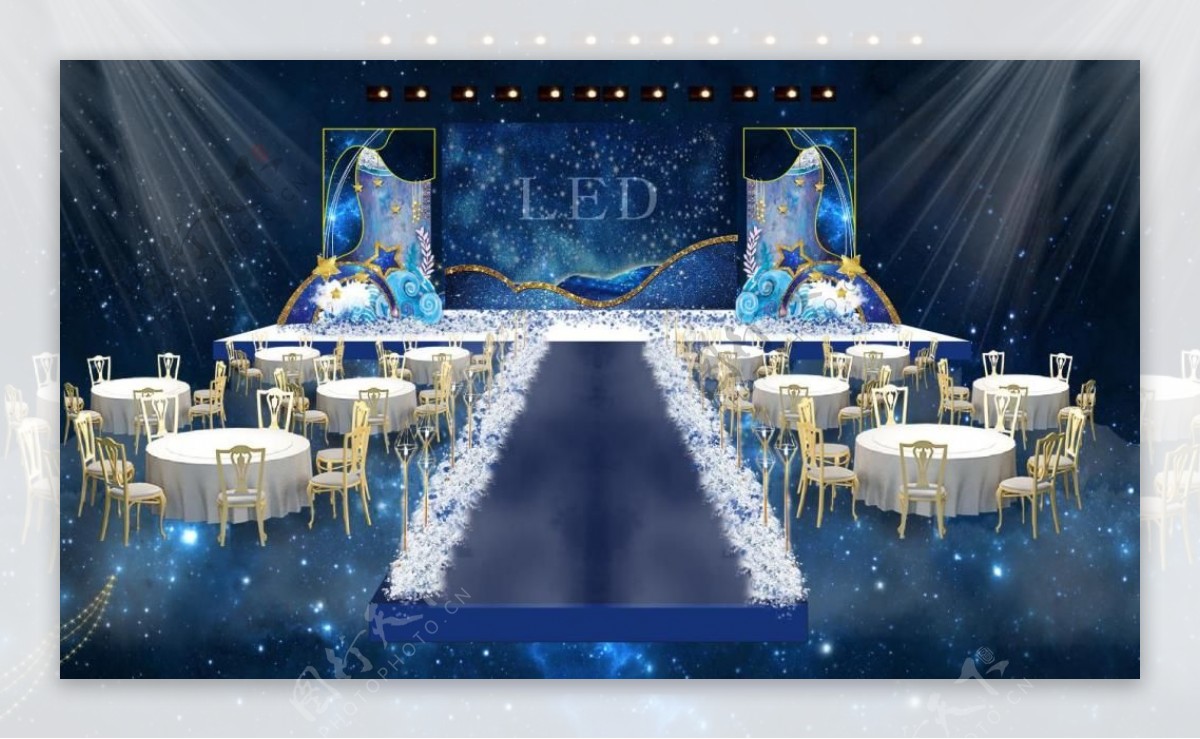 室内设计星空婚礼主舞台cdr婚礼效果图