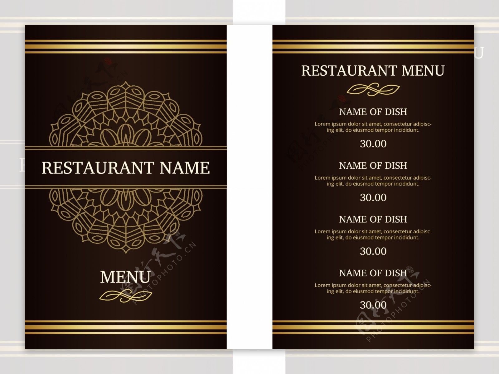金餐厅菜单模板