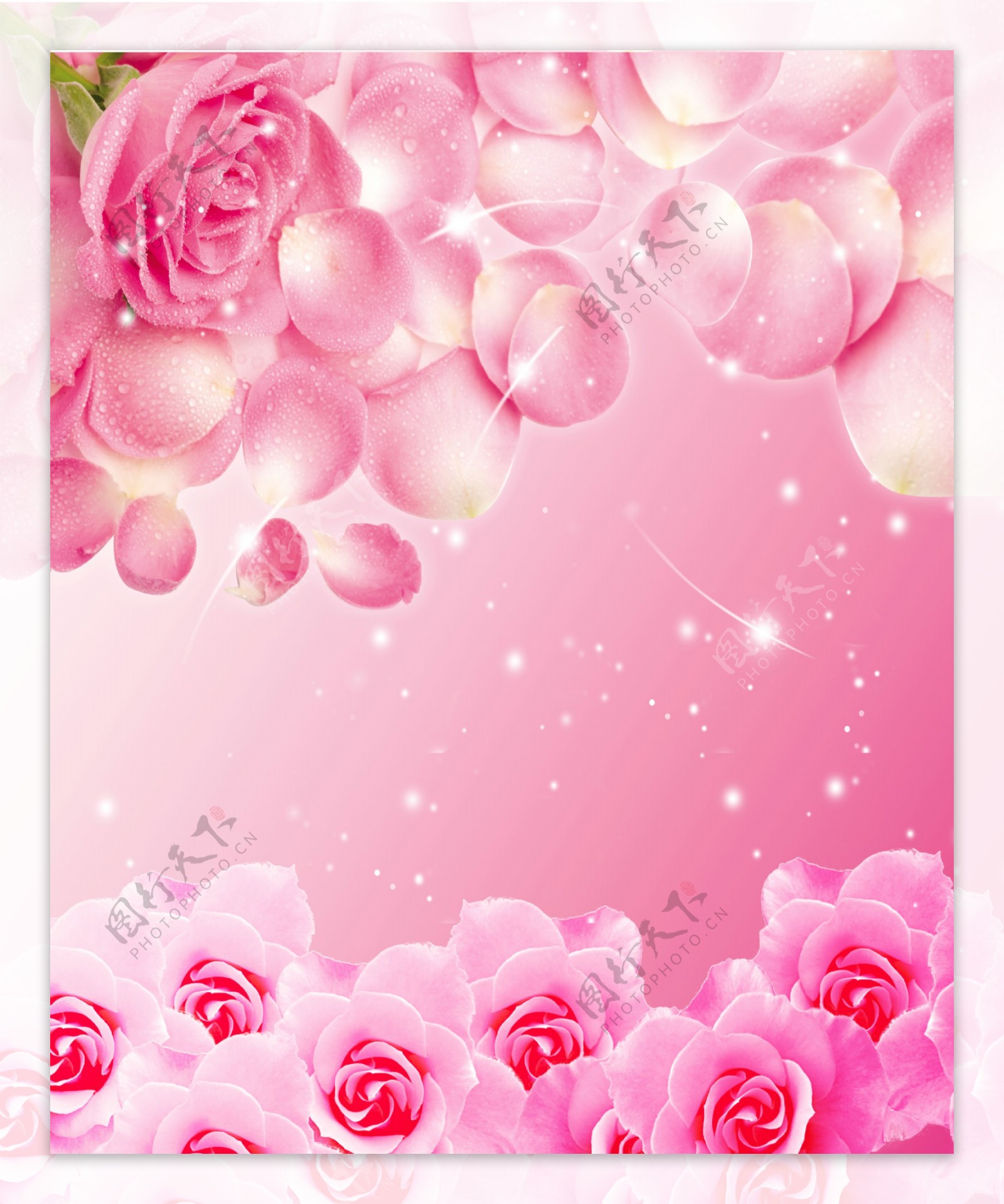 粉色玫瑰花花瓣创意移门装饰图案
