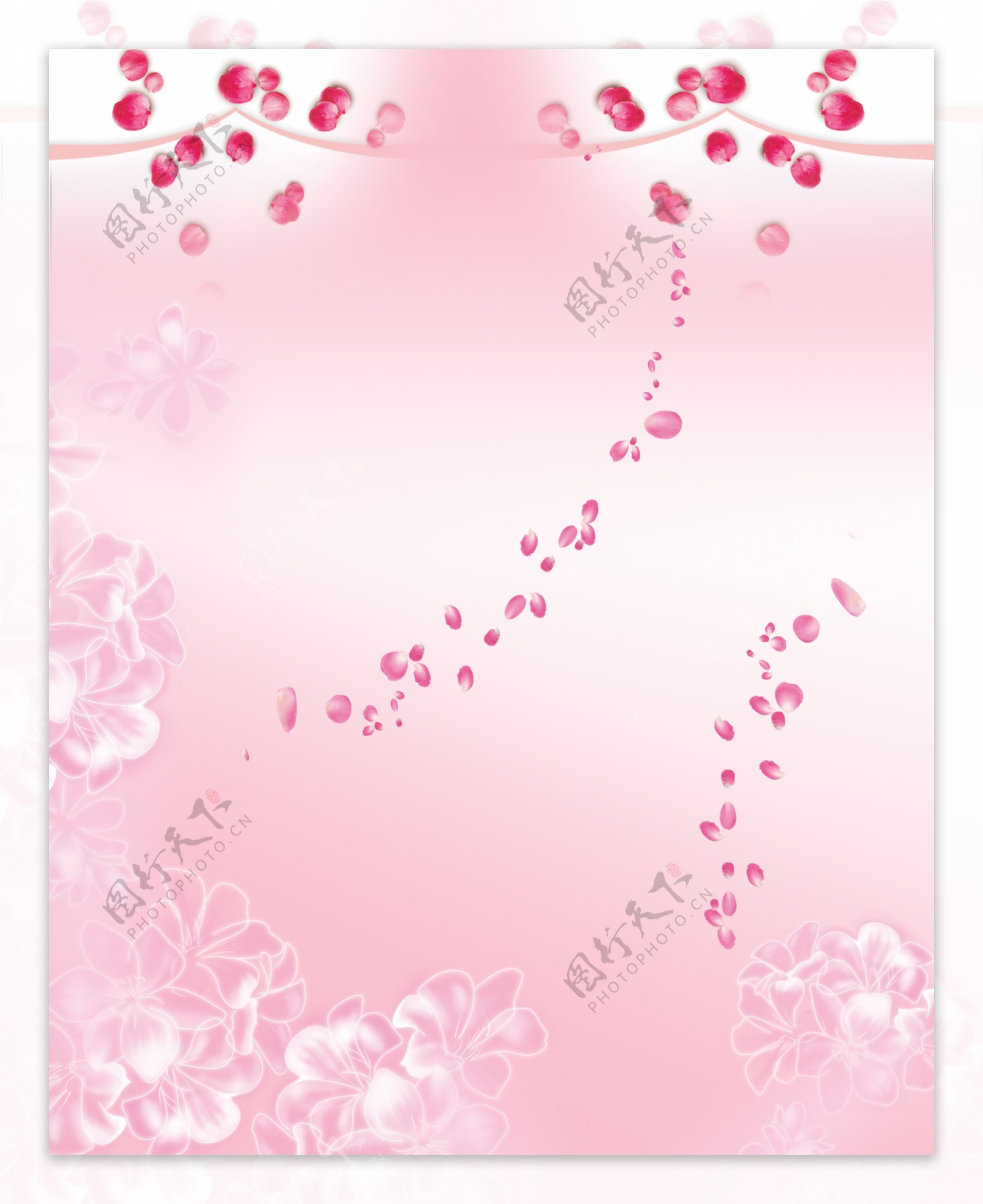 中式创意唯美粉红鲜花移门画