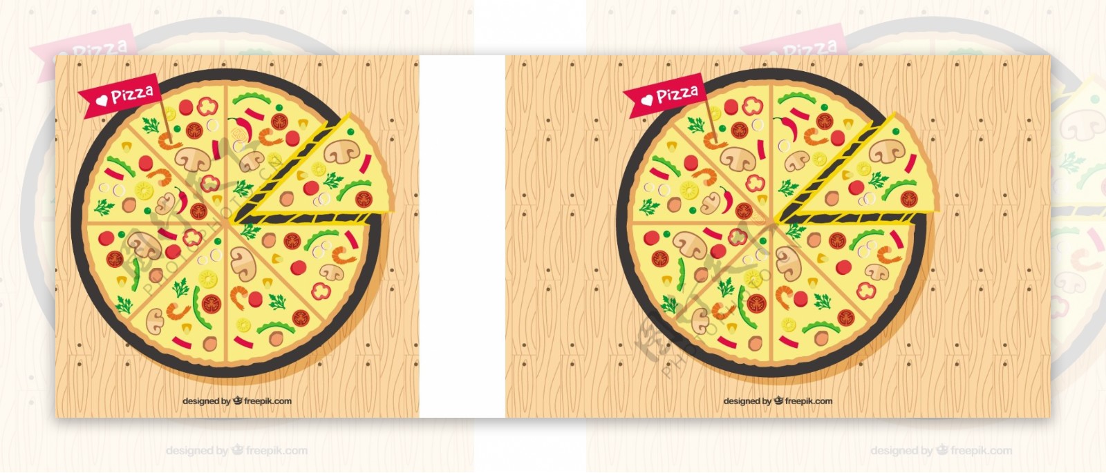 比萨的小册子和成分的平面设计