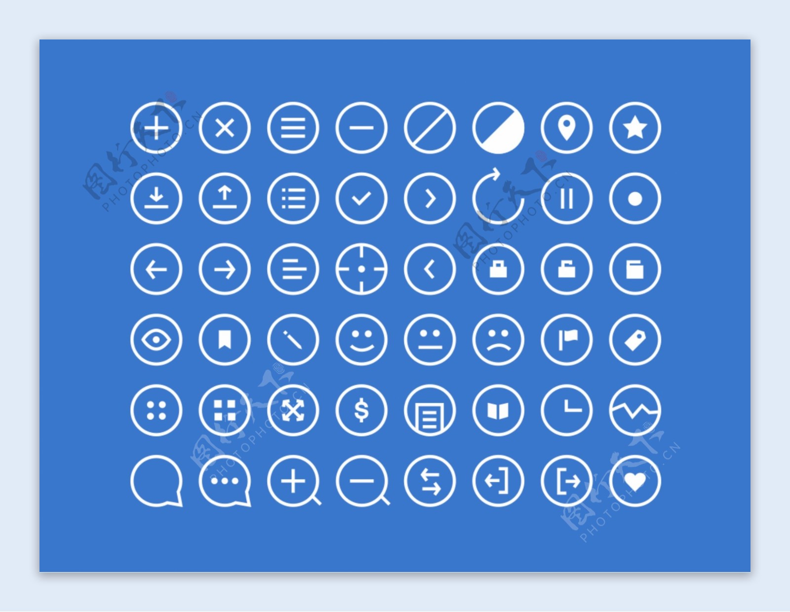 48个白色线条矢量icon图标设计