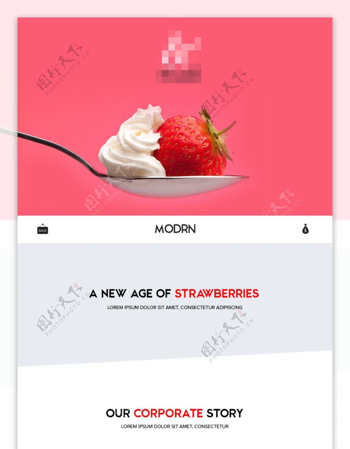 粉色美食食品网站设计