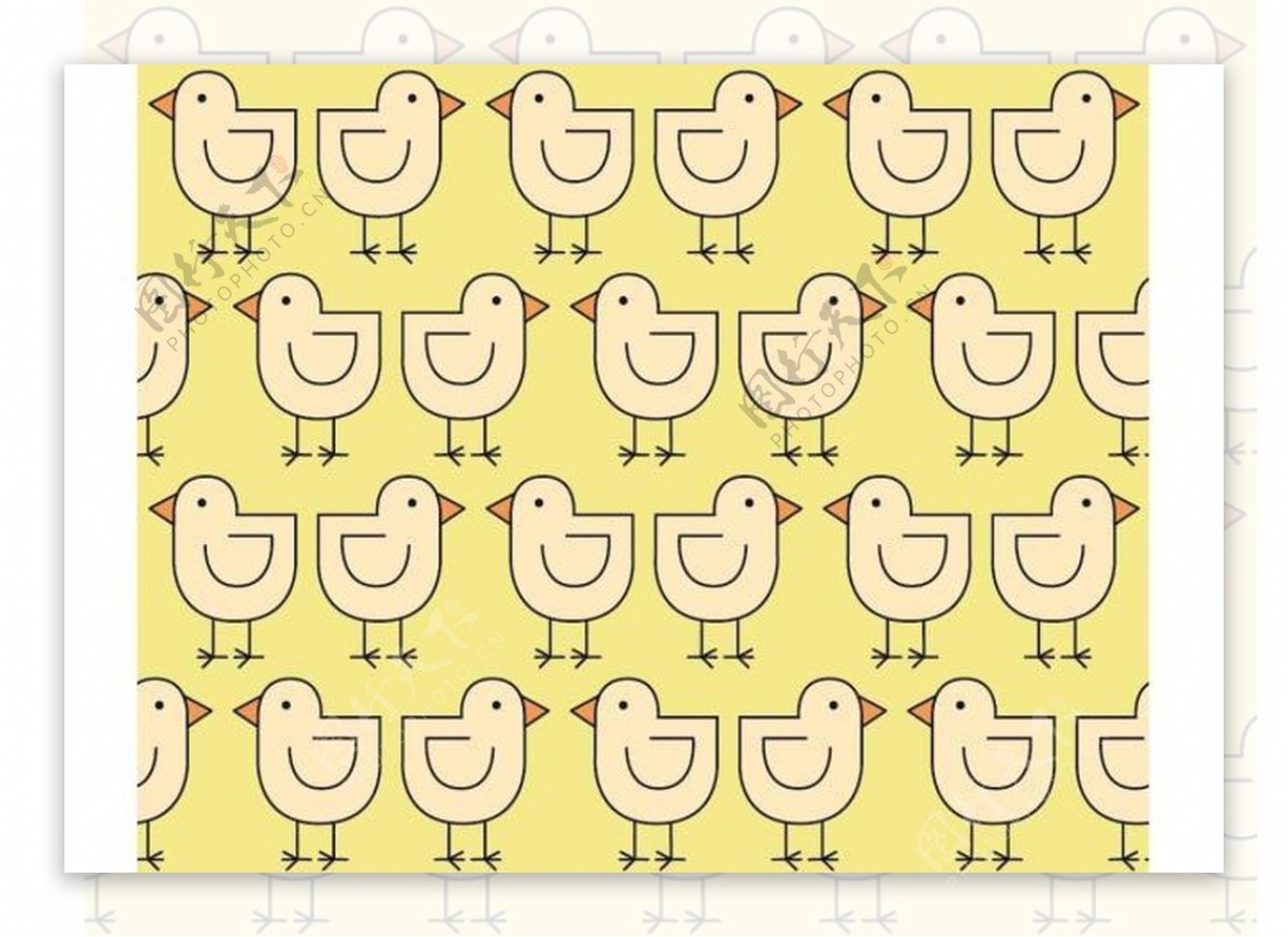 黄色卡通小鸡图案装饰壁纸
