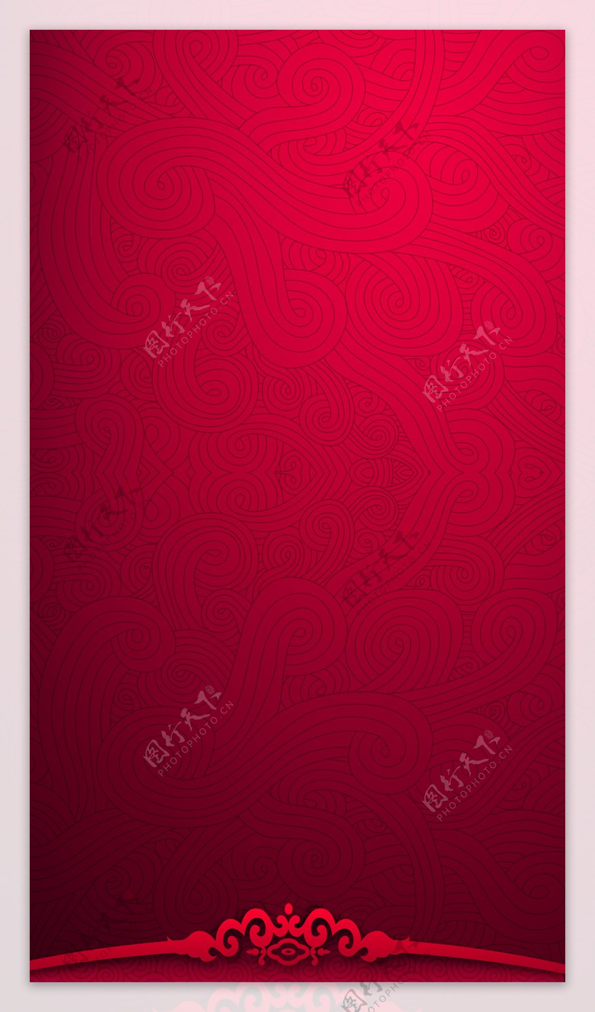 手绘红色花纹H5背景素材