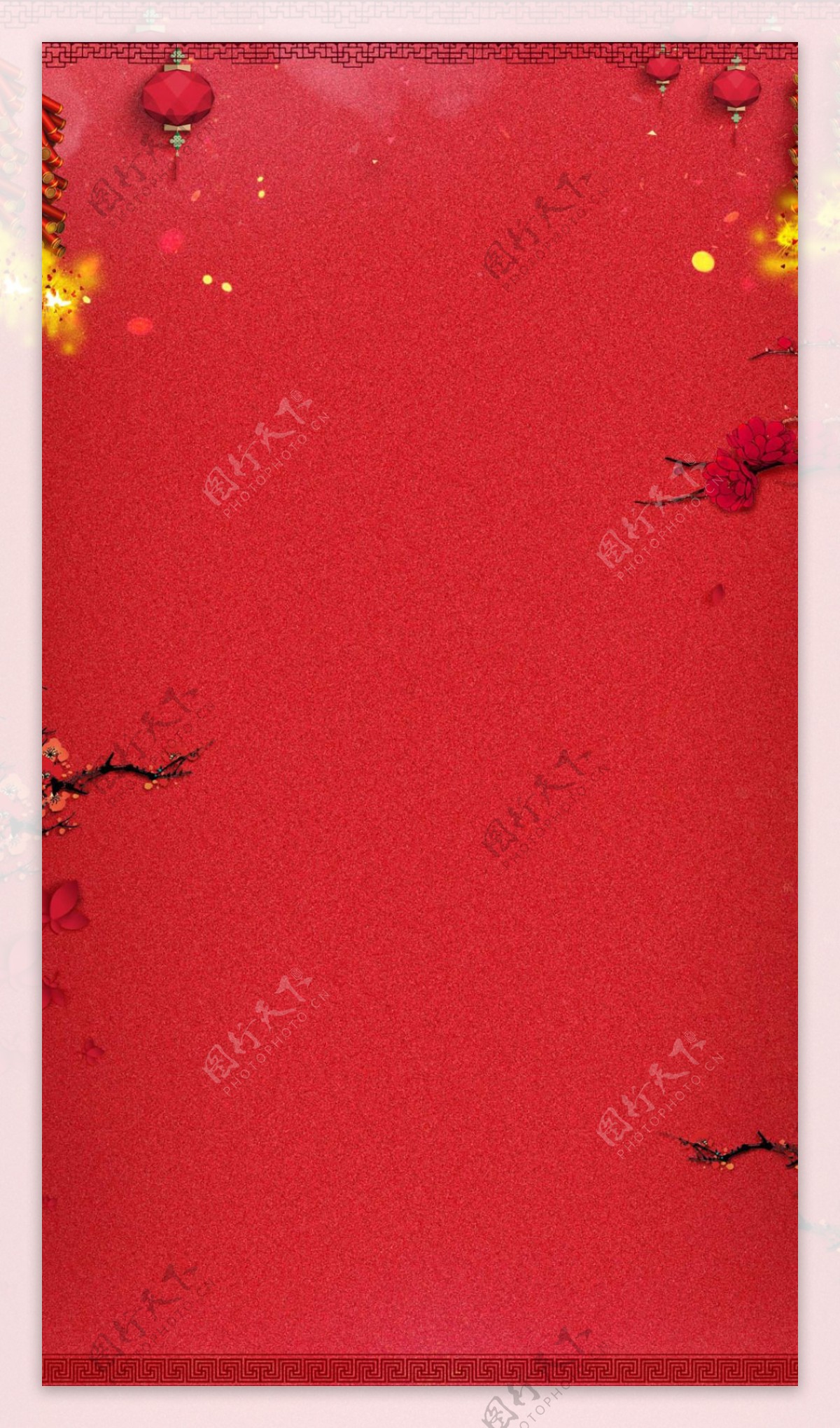 红色中国风新年灯笼H5背景素材