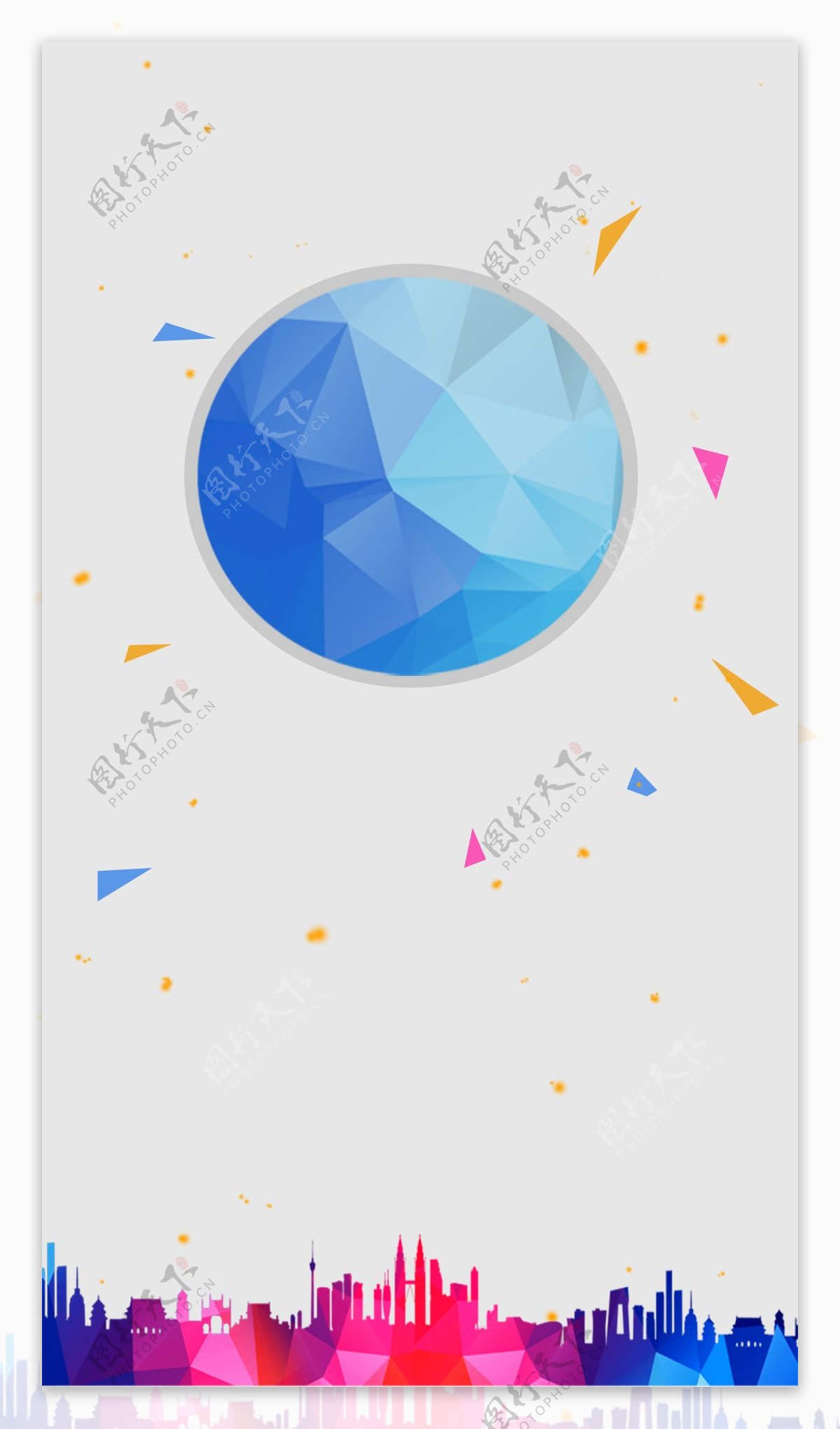 抽象蓝色几何圆球H5背景素材