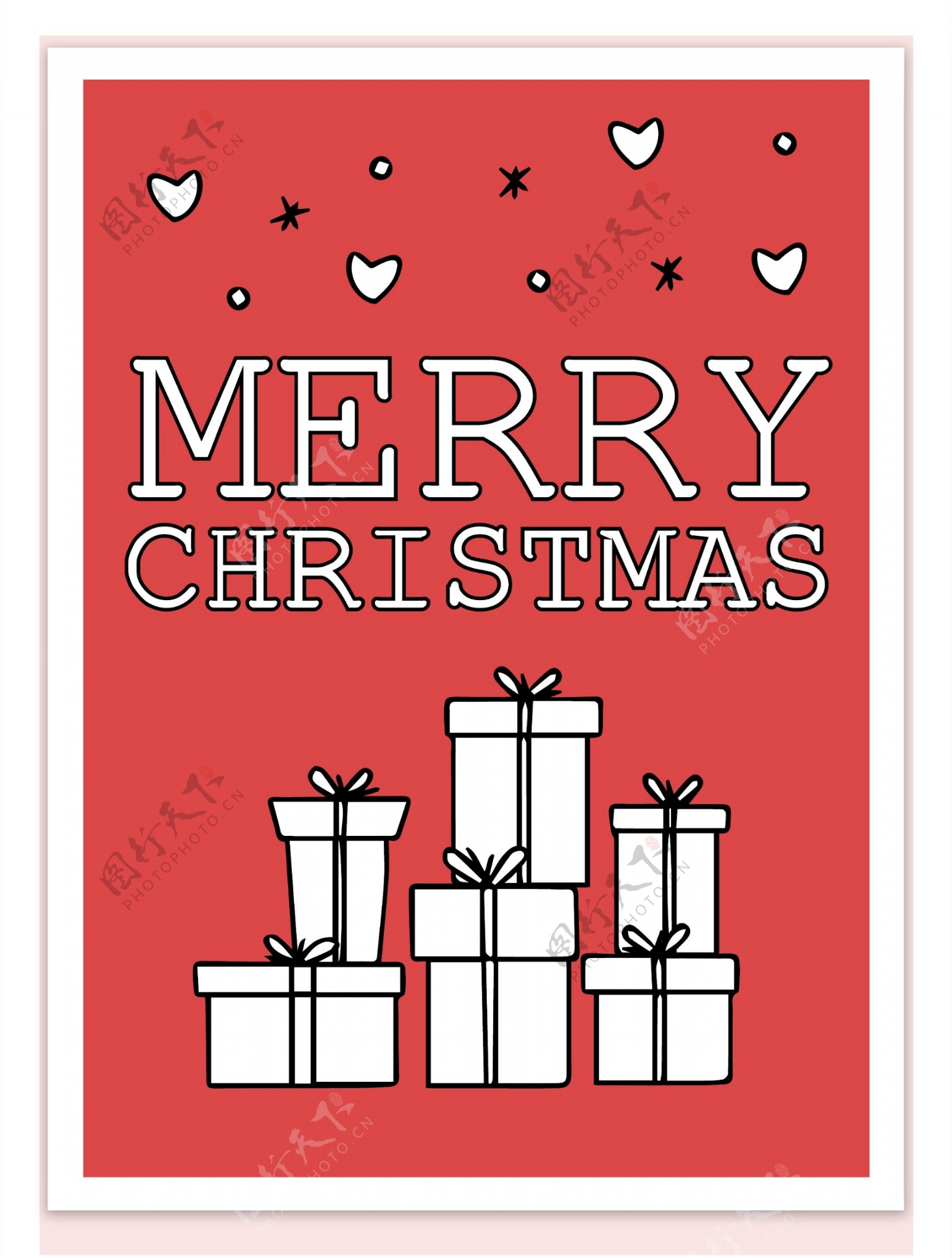 欧式圣诞节字体贺卡手绘背景素材