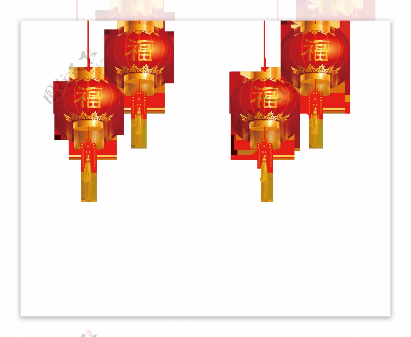 红色中国风福字灯笼素材