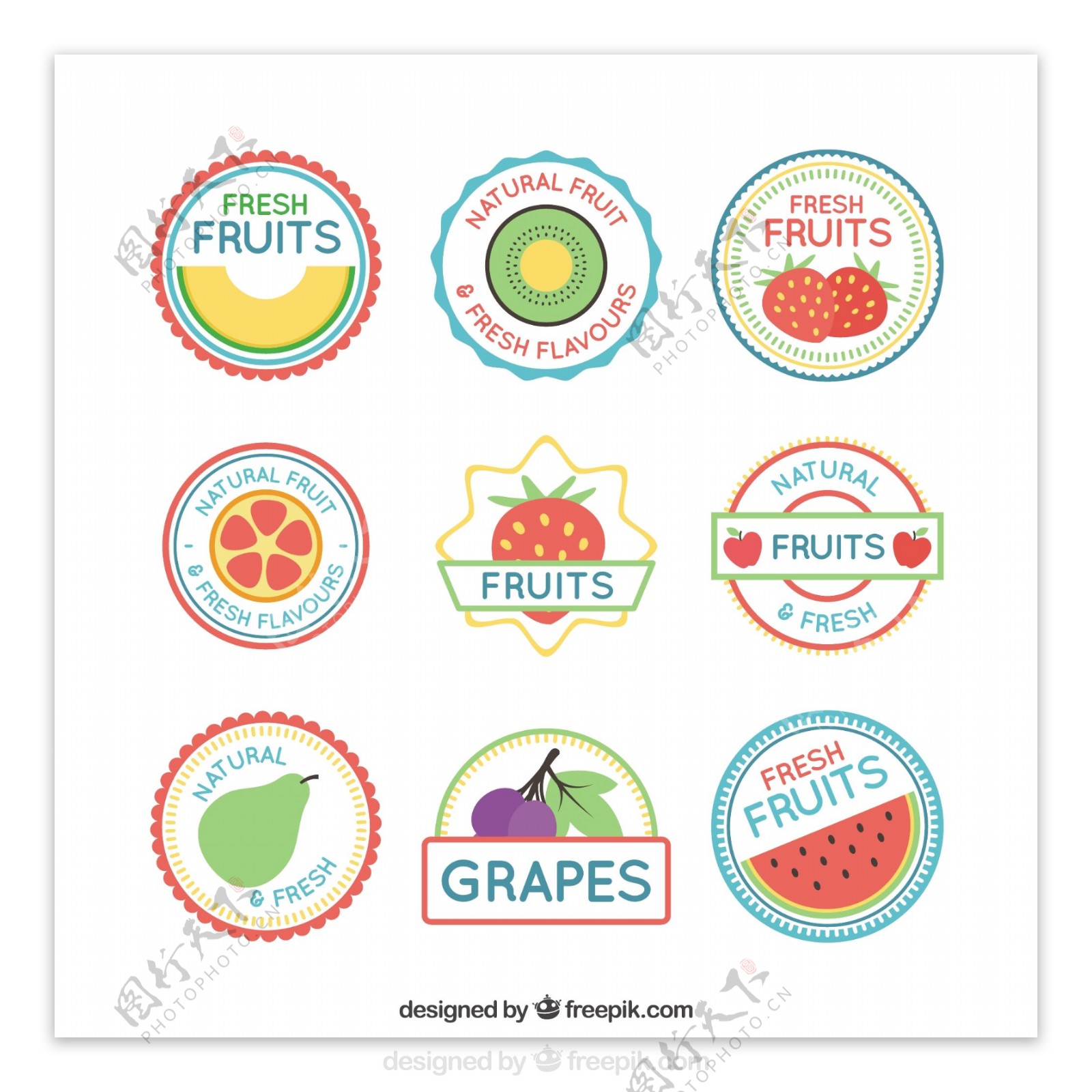 平面设计中的水果标签收集