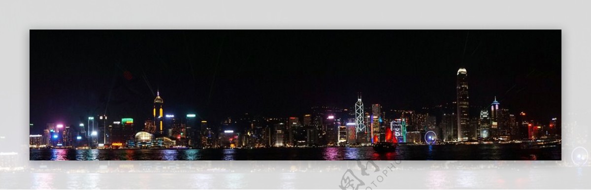 香港维多利亚湾夜景全景图