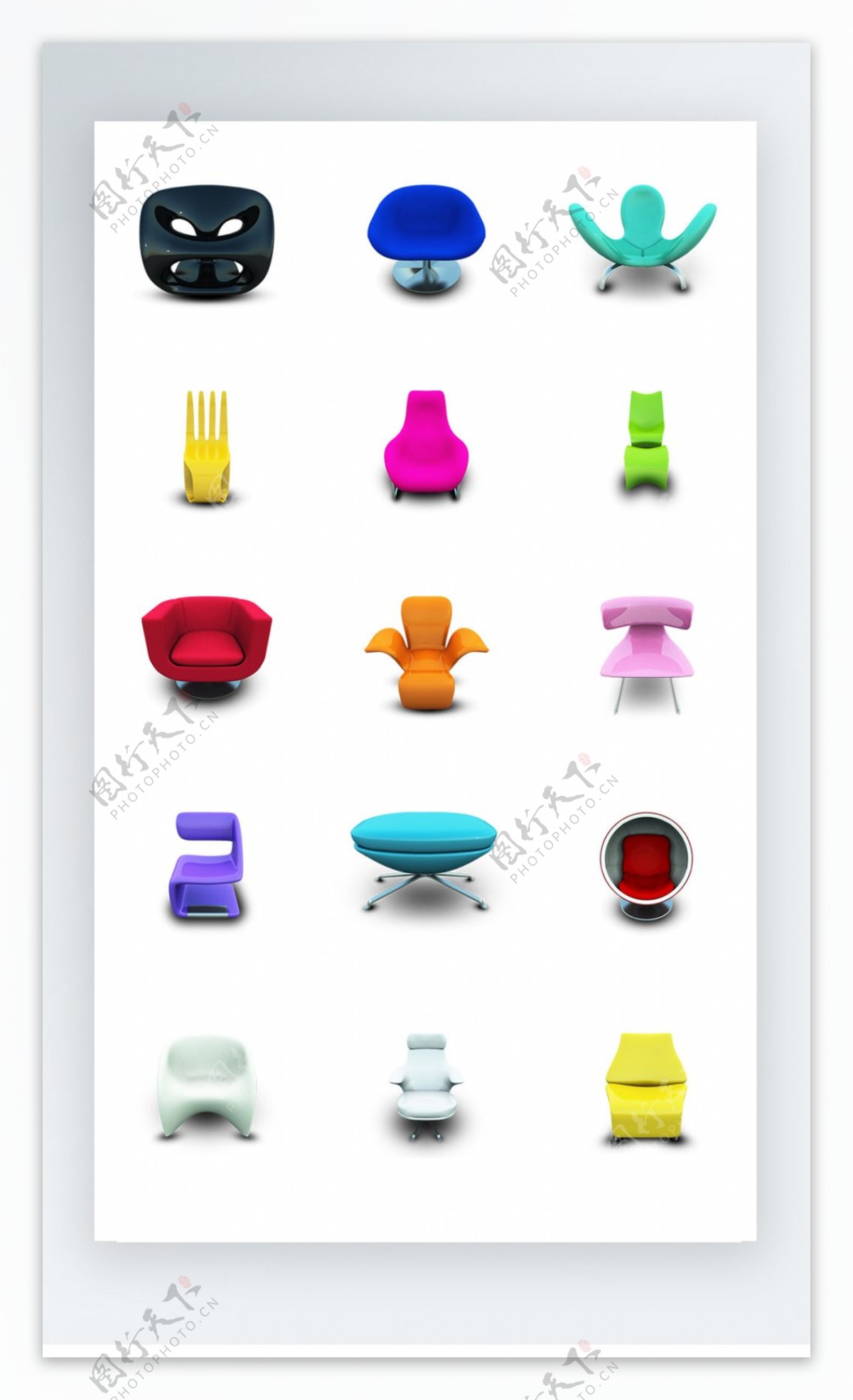 椅子图标彩色写实图标素材PNG