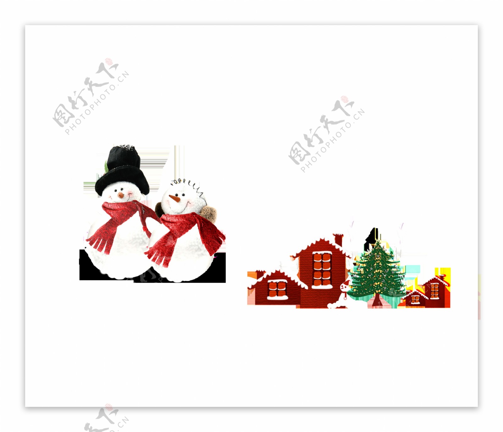 圣诞雪人村庄装饰图案