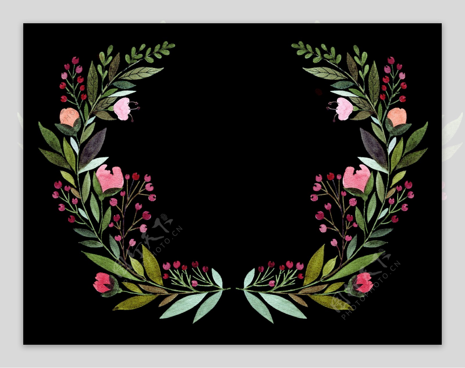 芬芳花卉边框透明装饰素材
