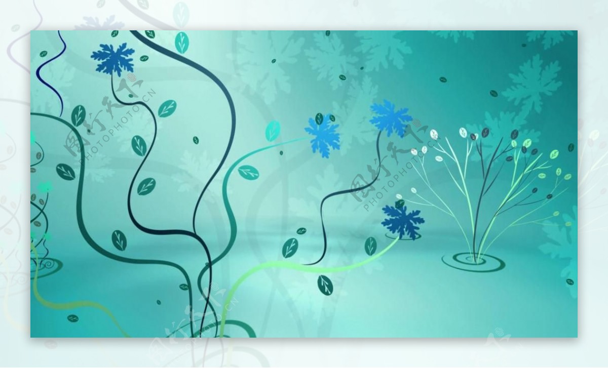 清新蓝色花纹装饰背景视频素材