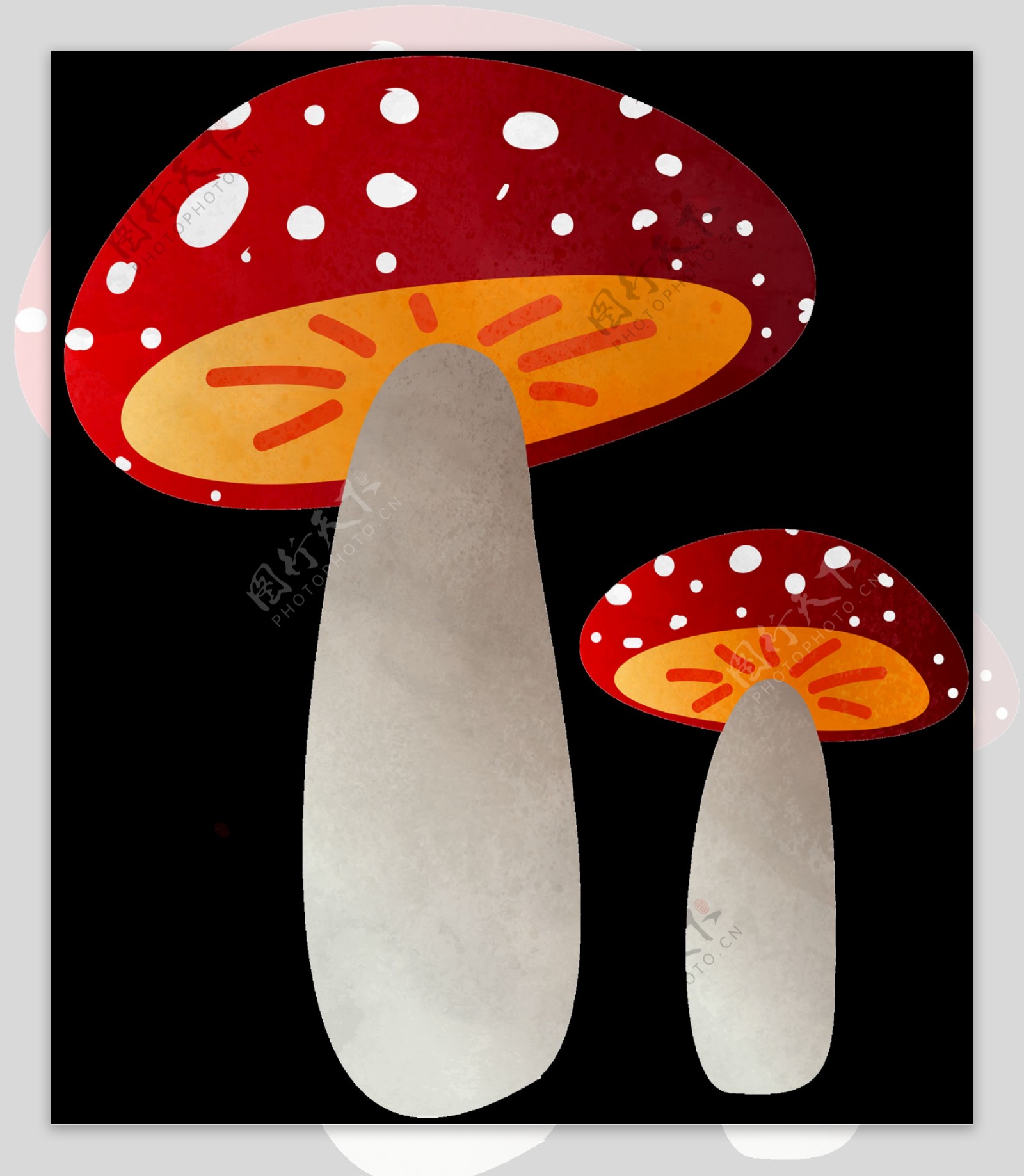 手绘彩色卡通大蘑菇装饰图案