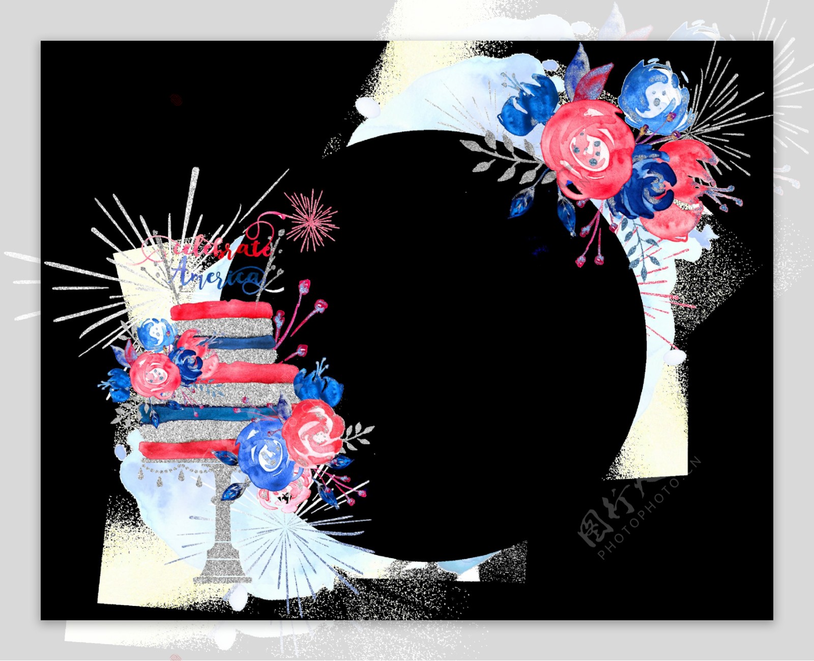 水彩绘花卉装饰图案655