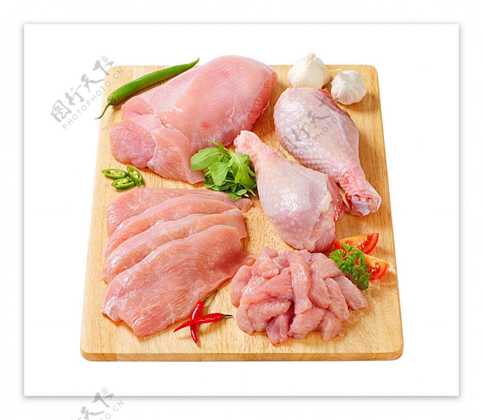美味食物鸡胸肉蔬菜辣椒鸡腿生肉熟肉厨房