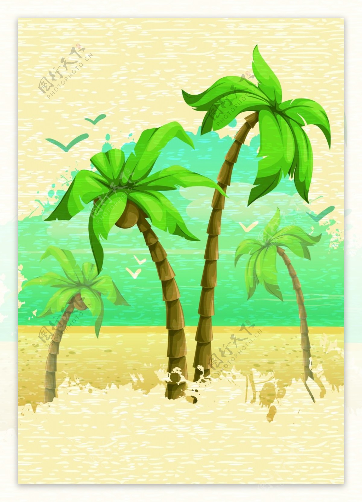 斑驳椰子树背景模版