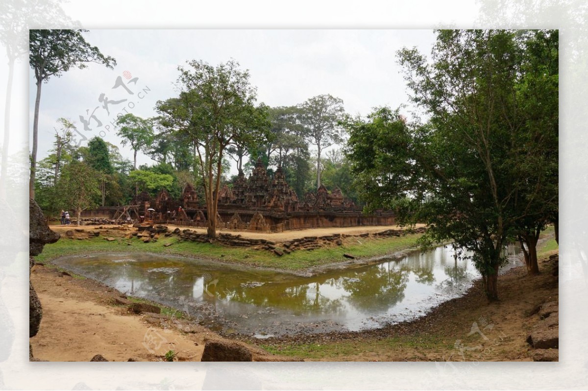 柬埔寨吴哥窟女王宫全景
