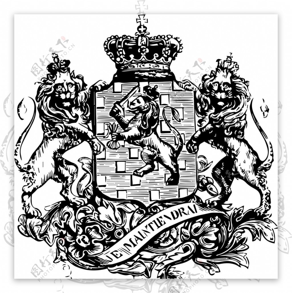 欧式荷兰狮子徽章花纹