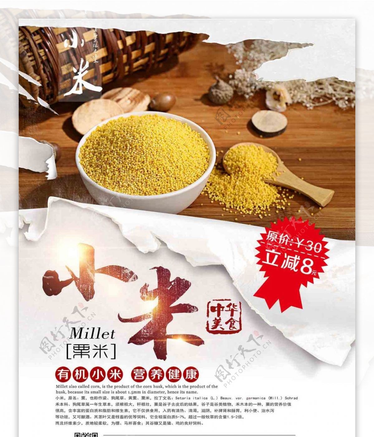 特色食品有机小米食品海报设计
