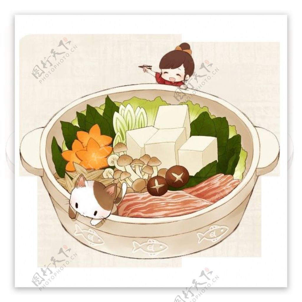 香菇豆腐食物砂锅素材图片