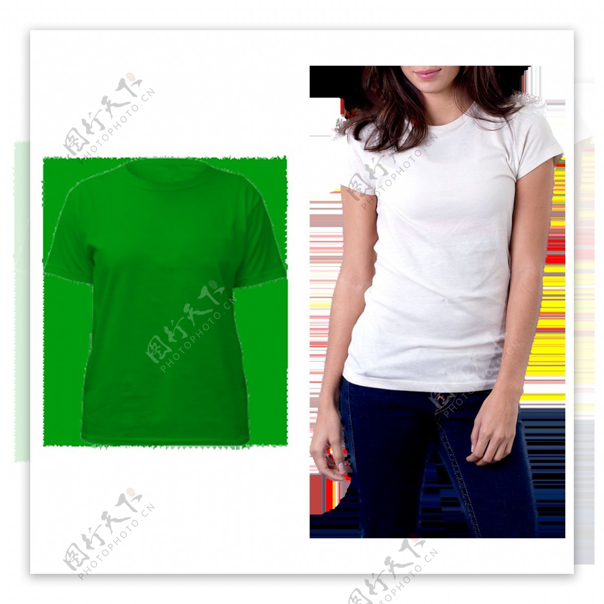 女性T恤衫免抠png透明图层素材