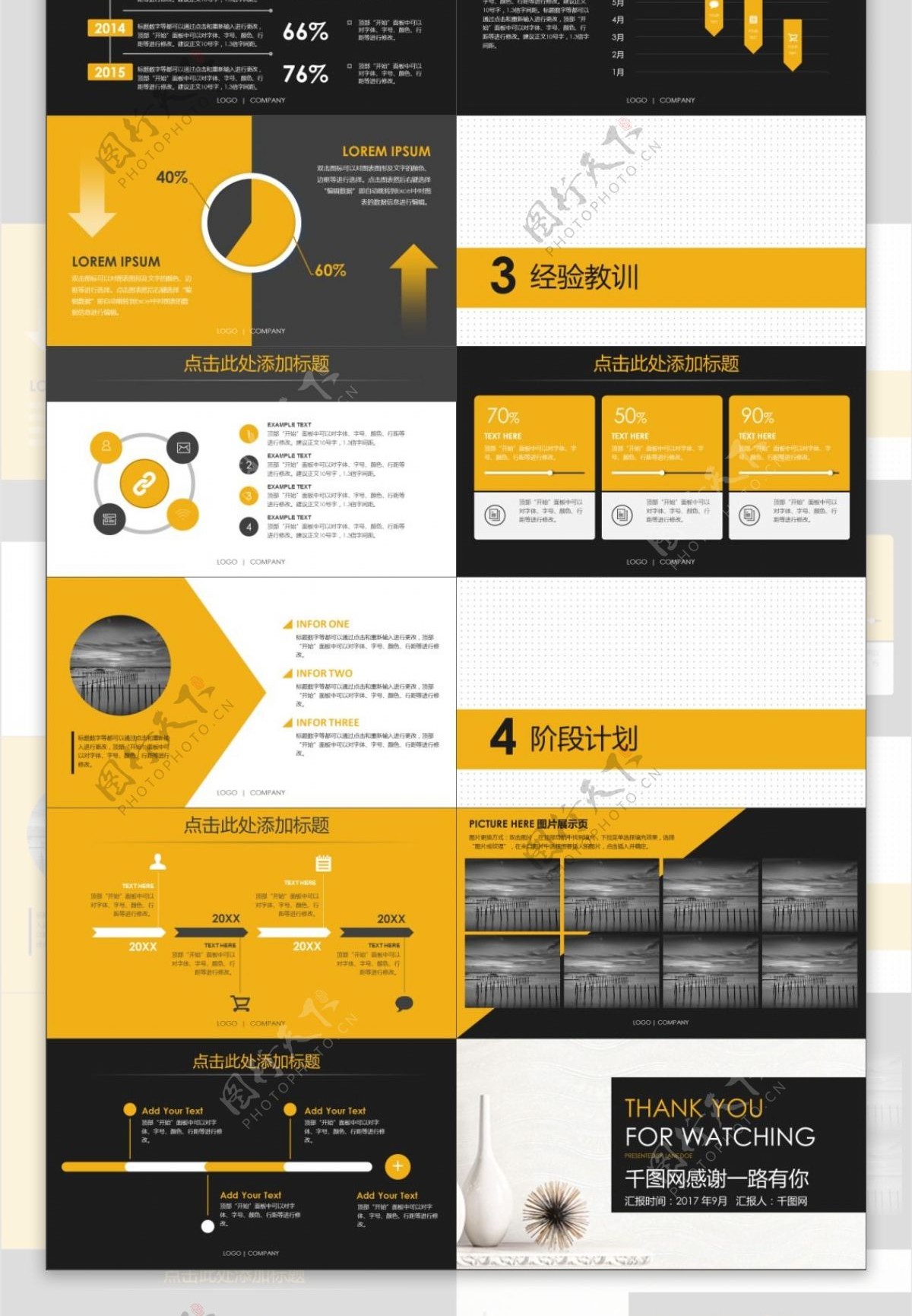 简约黑白商务报告ppt模板