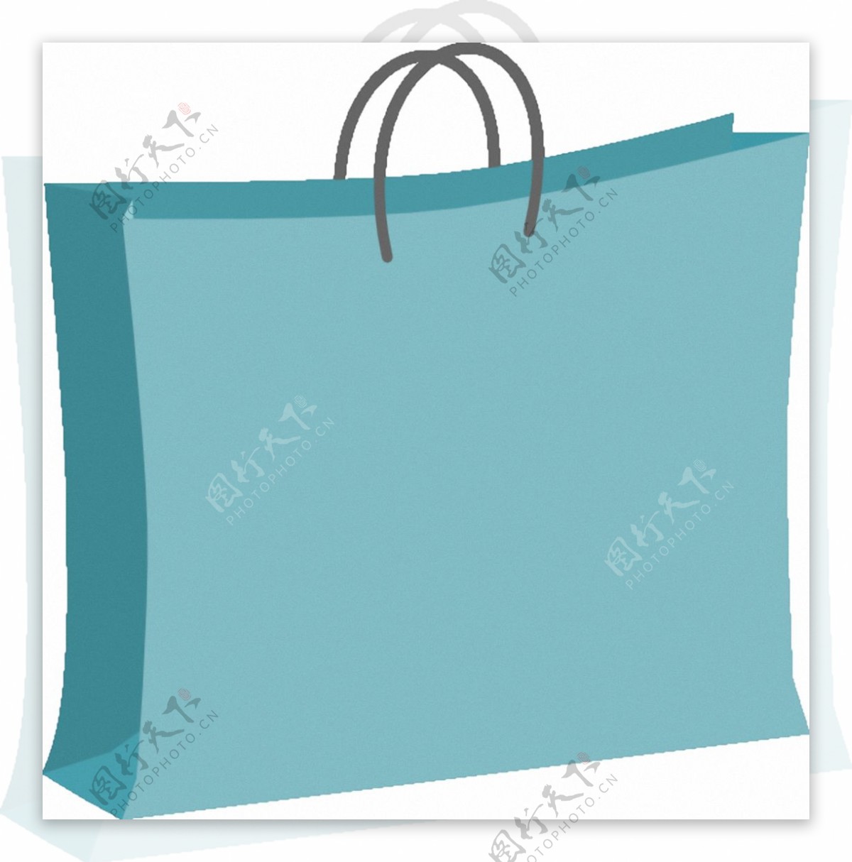 手绘浅蓝色购物袋免抠png透明素材