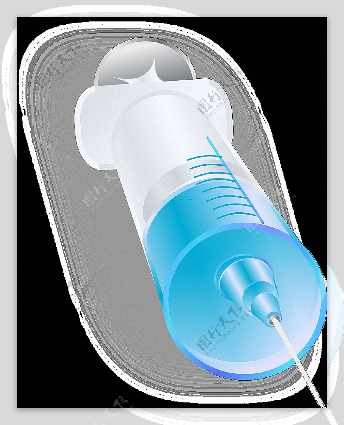 蓝色药水注射器免抠png透明素材
