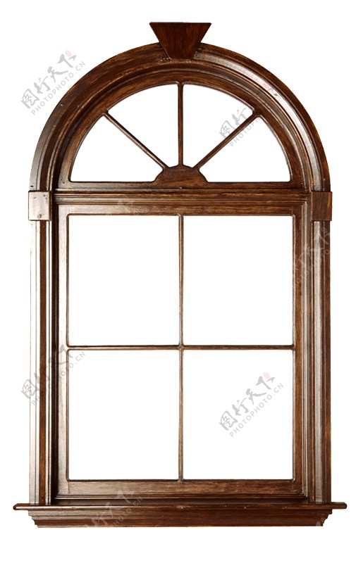 褐色拱形欧式窗户PNG元素