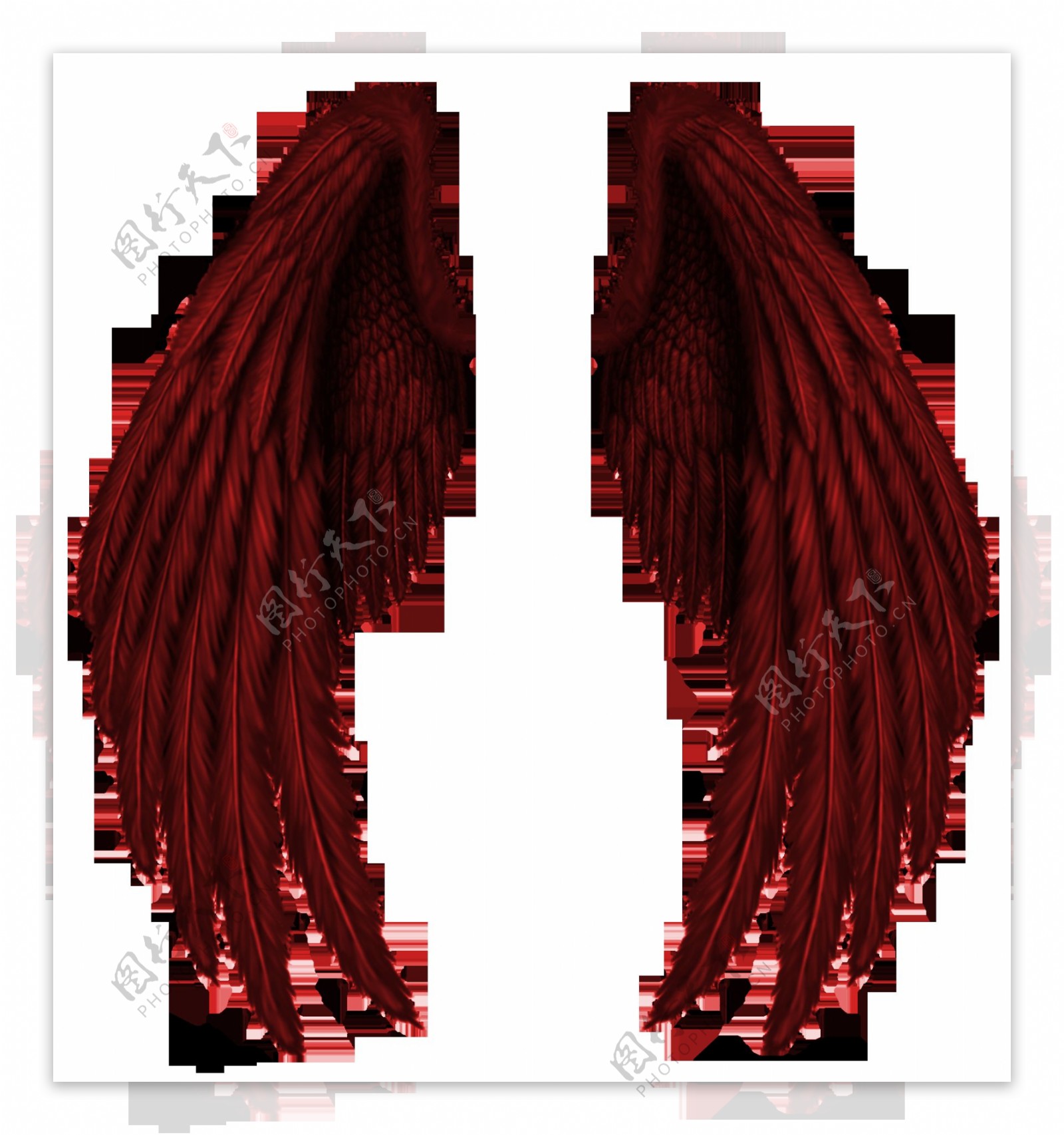 红色羽毛翅膀免抠png透明图层素材