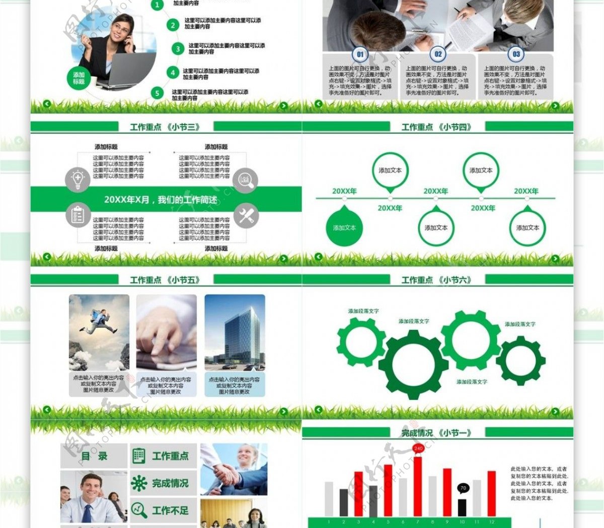 绿色年度工作总结汇报PPT模版