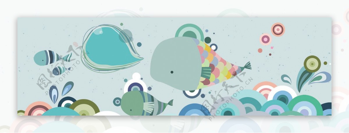 卡通水珠海豚背景