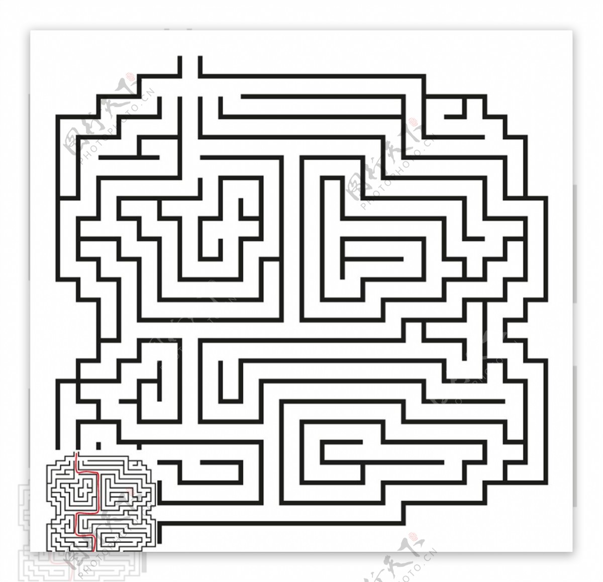 黑色线条迷宫图案和线路图