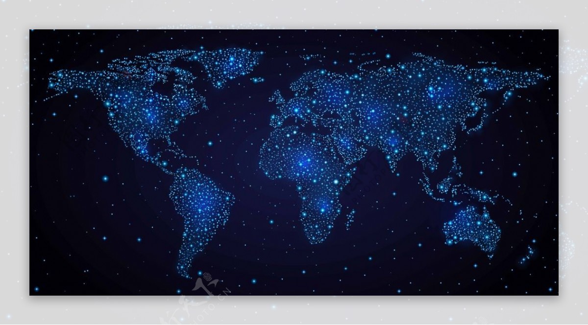 蓝色梦幻世界地图背景