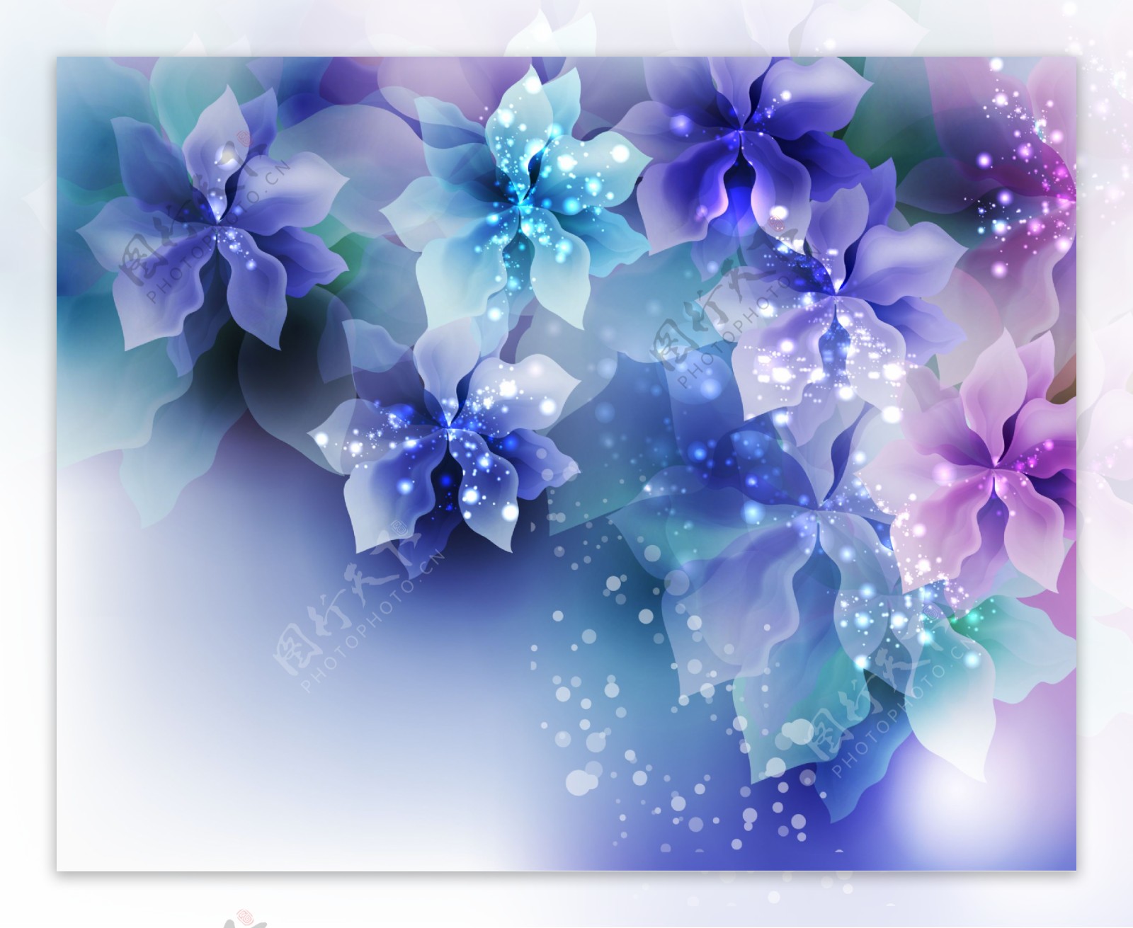 亮晶晶五颜六色花朵装饰画素材