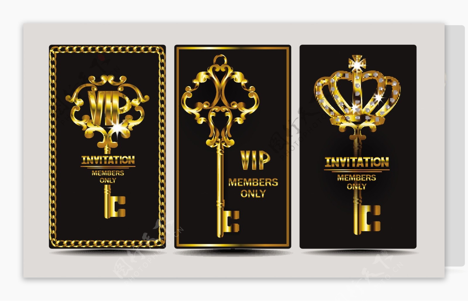 三张vip皇冠会员素材卡片