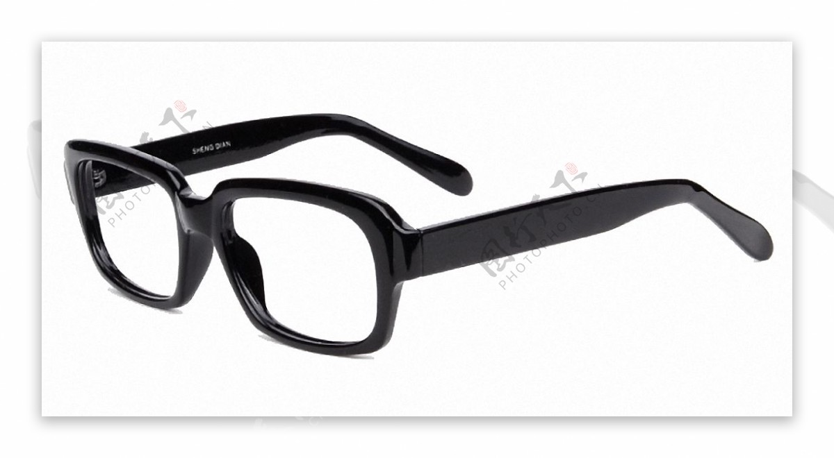 半侧面的黑框眼镜免抠png透明素材