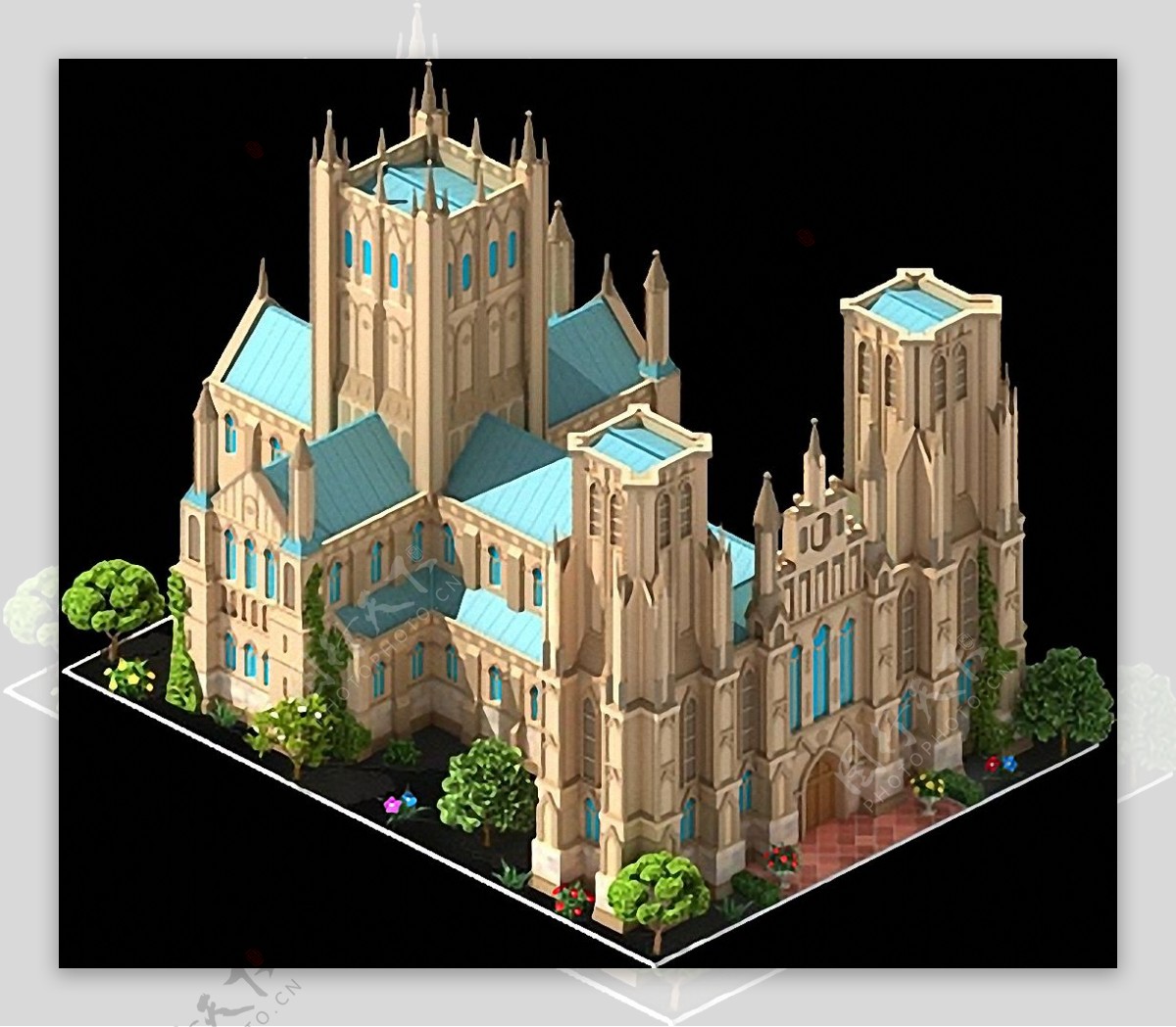 大教堂三维图免抠png透明图层素材