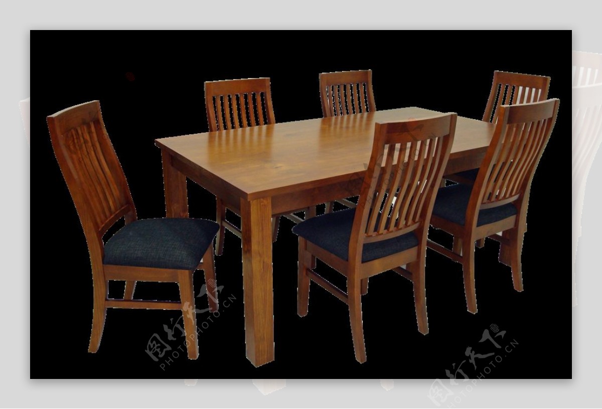 方形实木餐桌图免抠png透明图层素材
