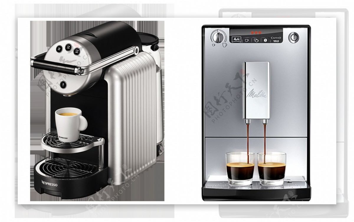两款漂亮咖啡机免抠png透明图层素材