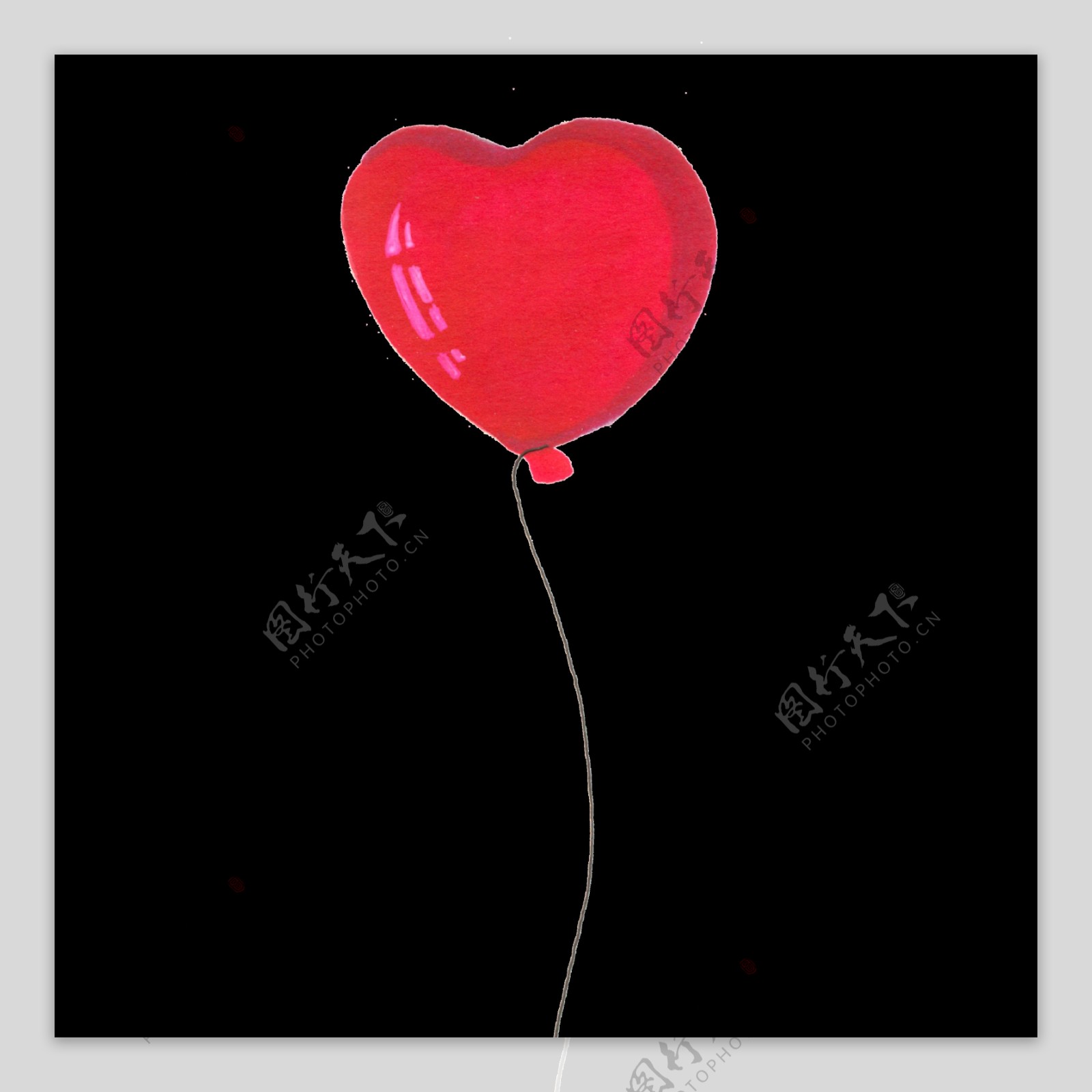 红色爱心气球png透明素材