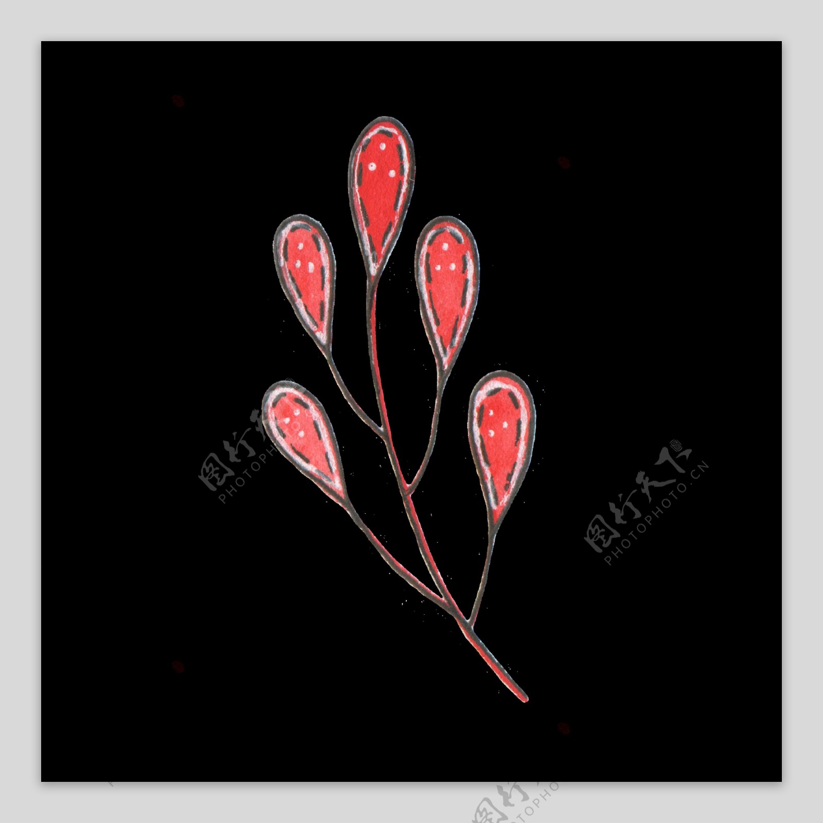 红色椭圆形植物png透明素材