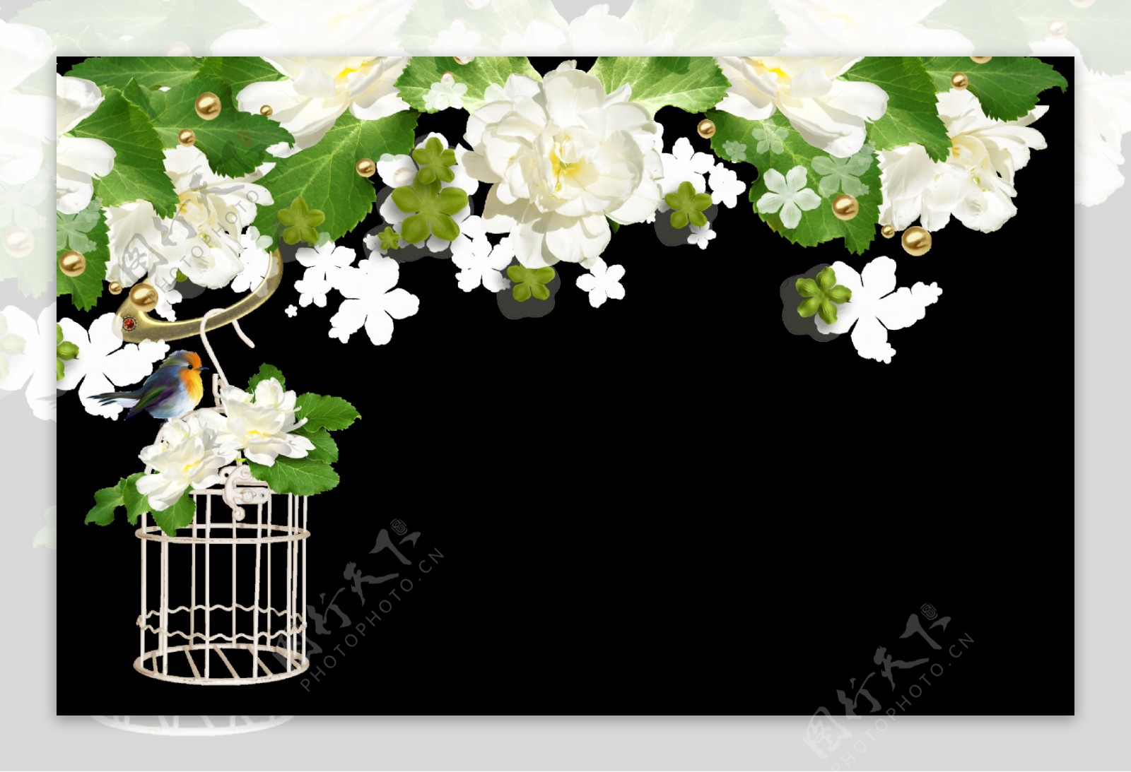 现代清新风格白色花卉png透明素材