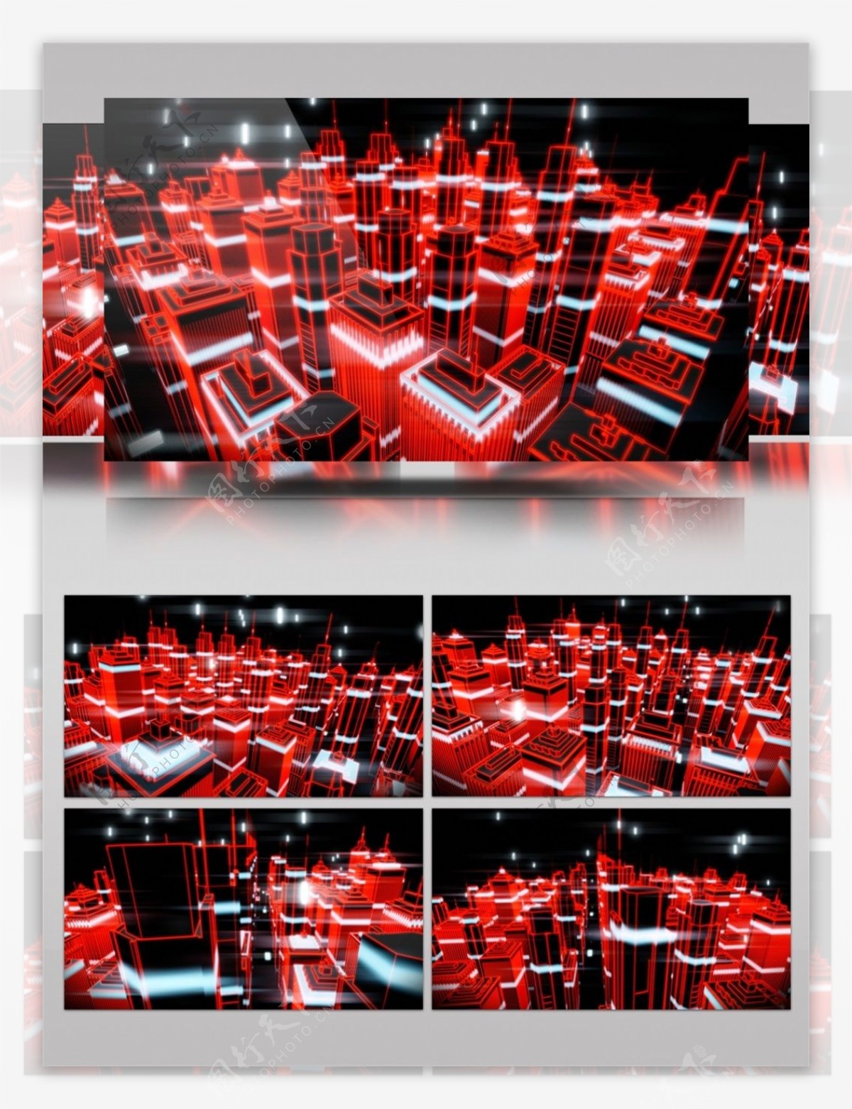 红色摩天大楼全方位影像视频素材