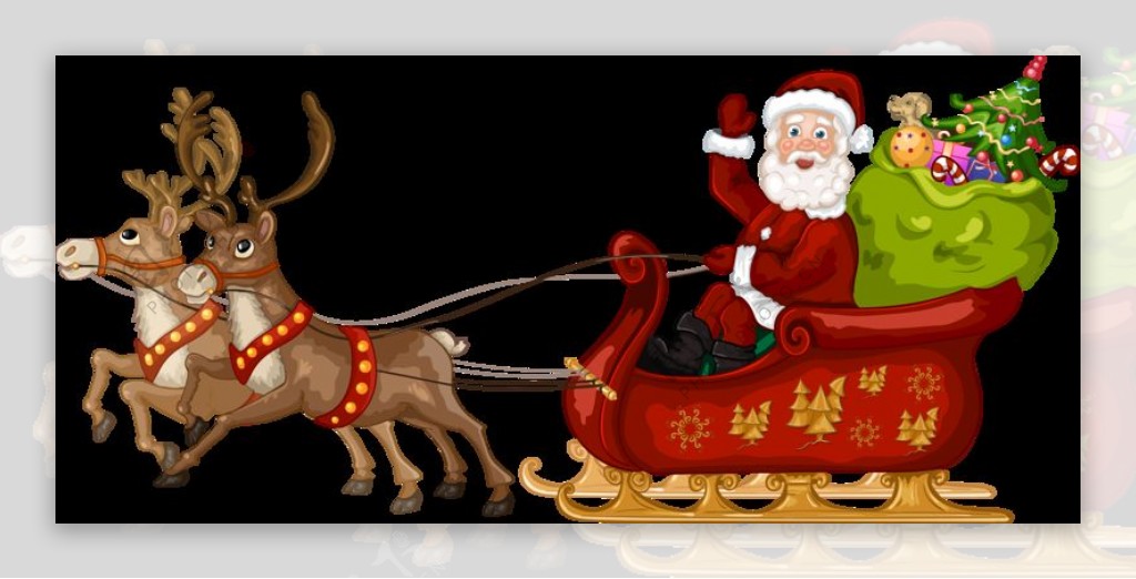 坐在马车上的圣诞老人PNG元素