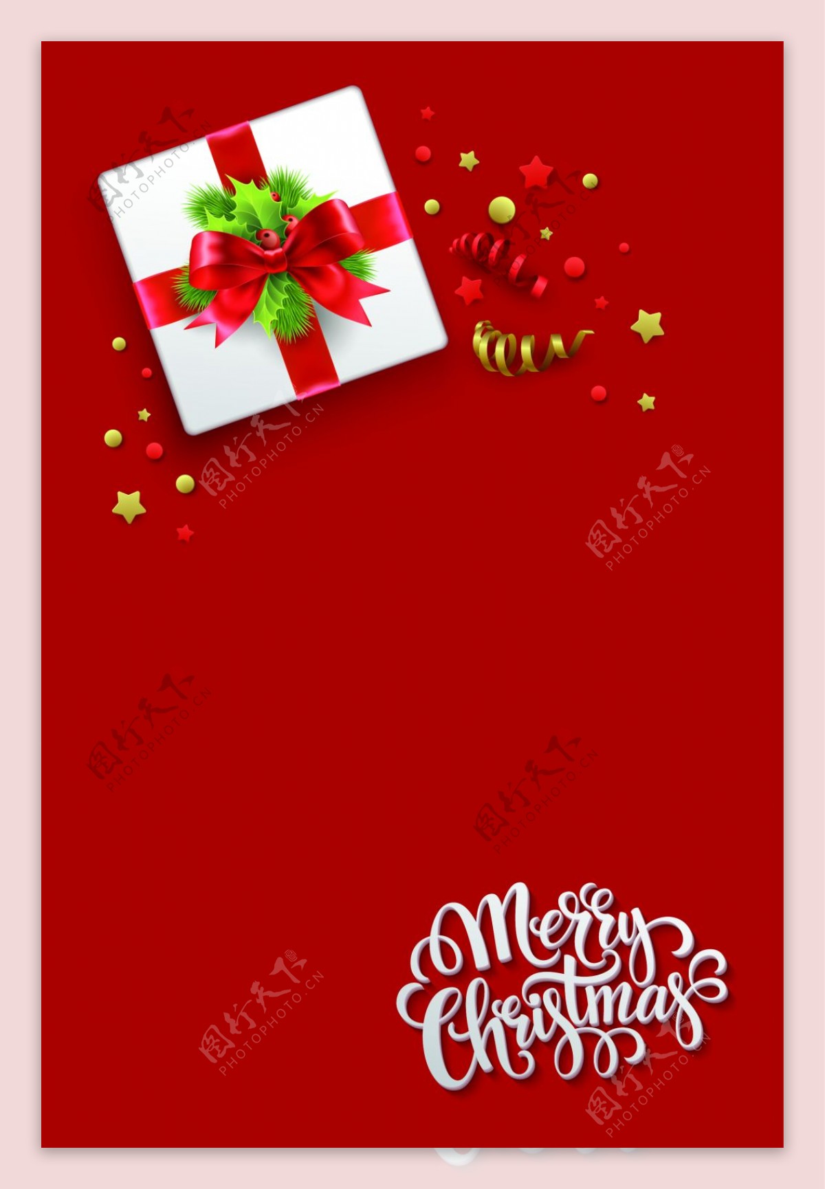 红色圣诞礼物艺术字海报背景素材